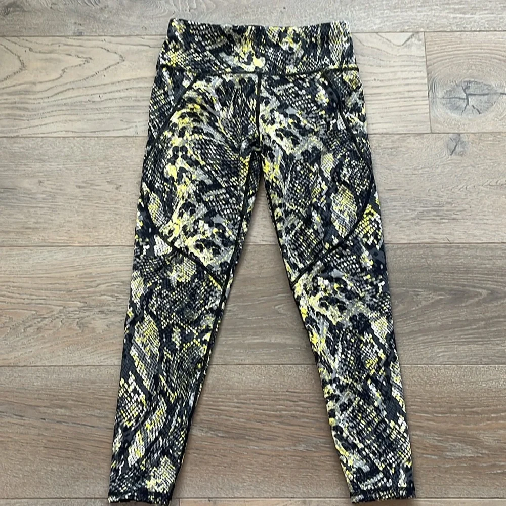 Sweaty Betty Power Pocket Workout Leggings In Citrus Green Snake Print- XS - Picture 2 of 12